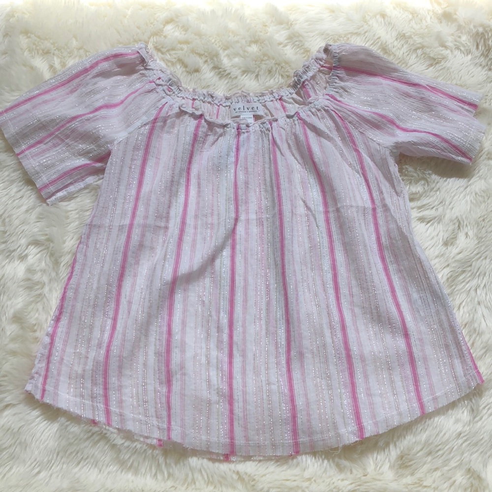 Velvet by Graham & Spencer pink striped shirt SM